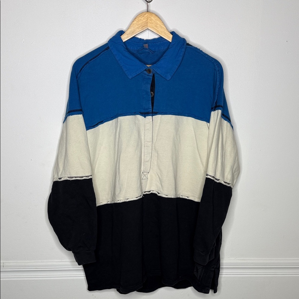 Free People Movement Colorblock Henley Sweatshirt. Large.